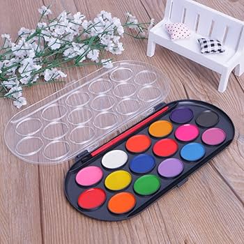 Amazon.co.jp: luosh水彩絵の具セット、16色水彩パレットブラシ